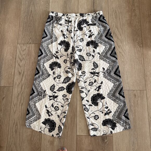 Anthropologie Ett:twa Wide Leg Black and White Cropped Trouser Pants Size Medium - Picture 8 of 8